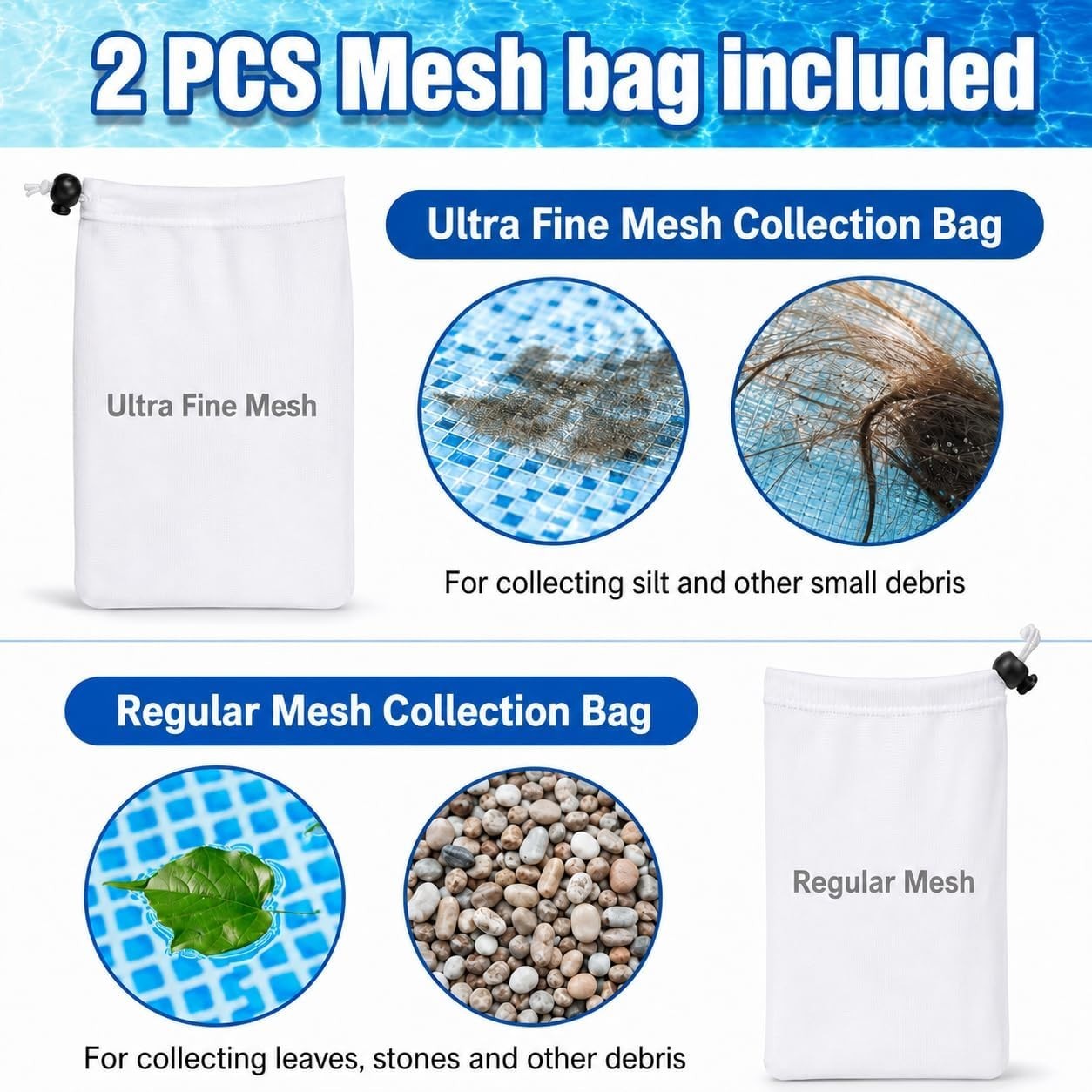 Effortless Cleaning Pool Vacuum – Non-Electric Design with 2 Bag Options