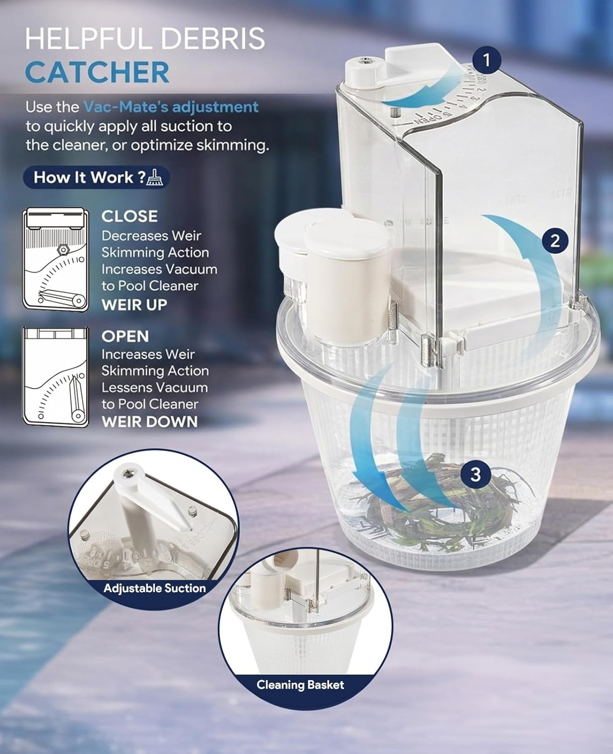 R211100 Vac-Mate Pool Cleaner Dispenser Box – Multi-Function Vacuum Skimmer Atta