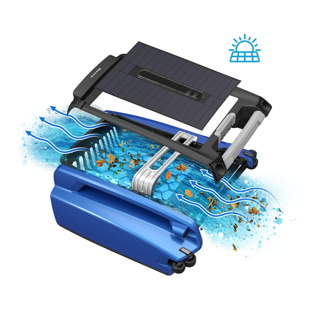 24/7 Solar Powered Automatic Blue Robotic Pool Skimmer Cleaner Salt Chlorine