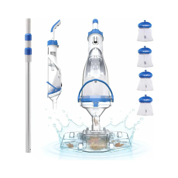 Consciot Cordless Pool Vacuum Cleaner Telescopic Pole 1100 GPH 60 Min Runtime