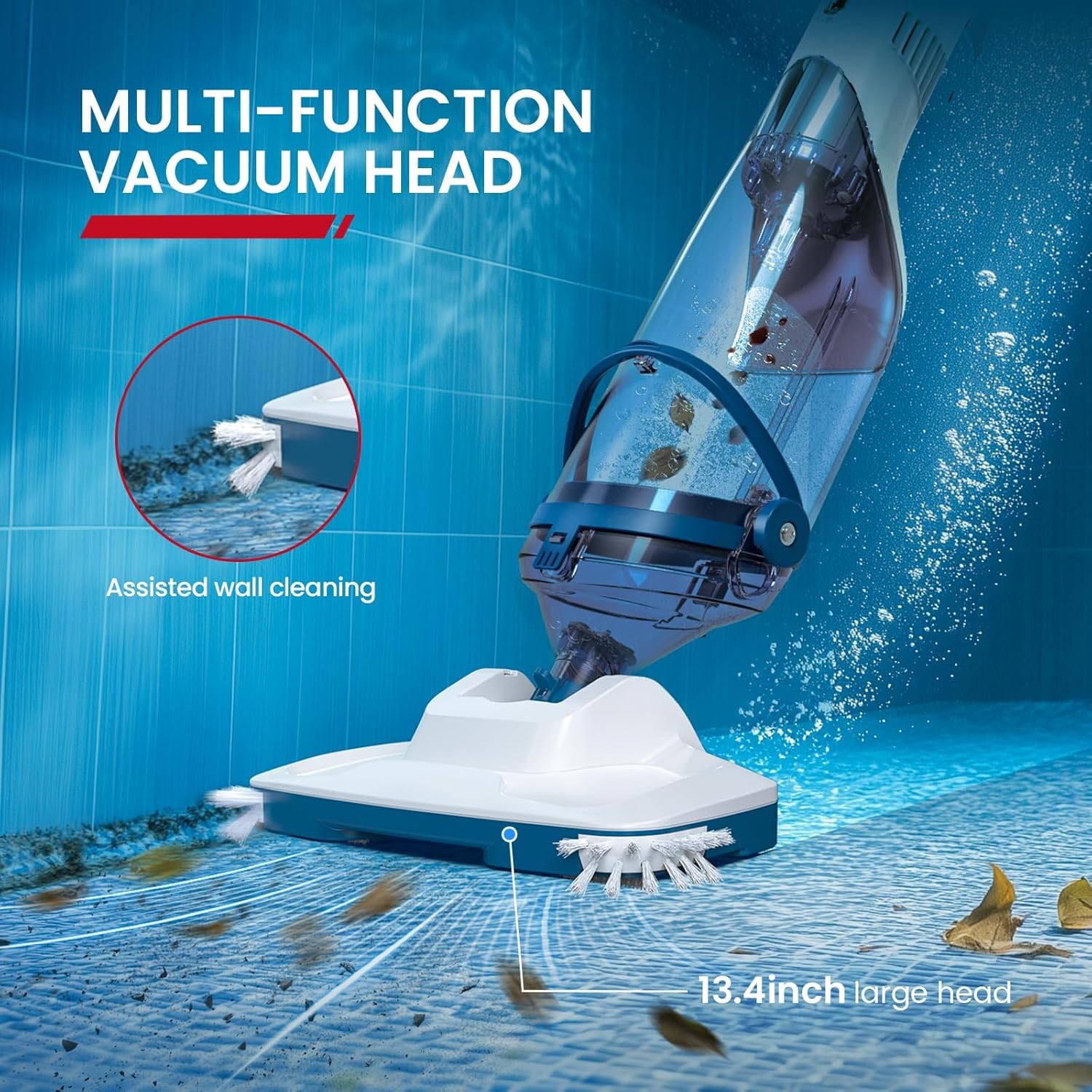 Pool Vacuum for Above Ground Pool, 8.5 GPM Powerful Suction, 60 Mins Runtime
