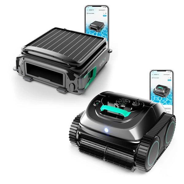 WYBOT C1 Robotic Pool Cleaner with F1 Solar Powered Surface Skimmer Bundle, New