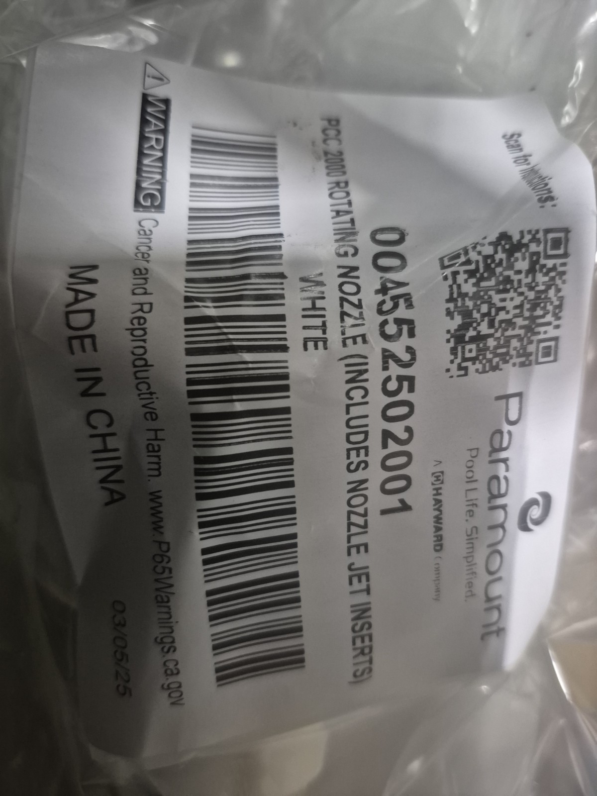 Paramount 004-552-5020-01 Popup Head Rotating Nozzle – White
