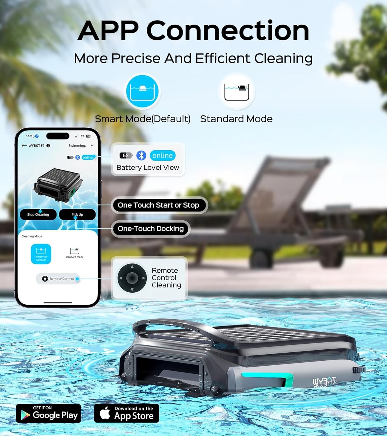 WYBOT F1 Pool Skimmer Robot Cleaner App Remote Control Automatic Pool Cleaner