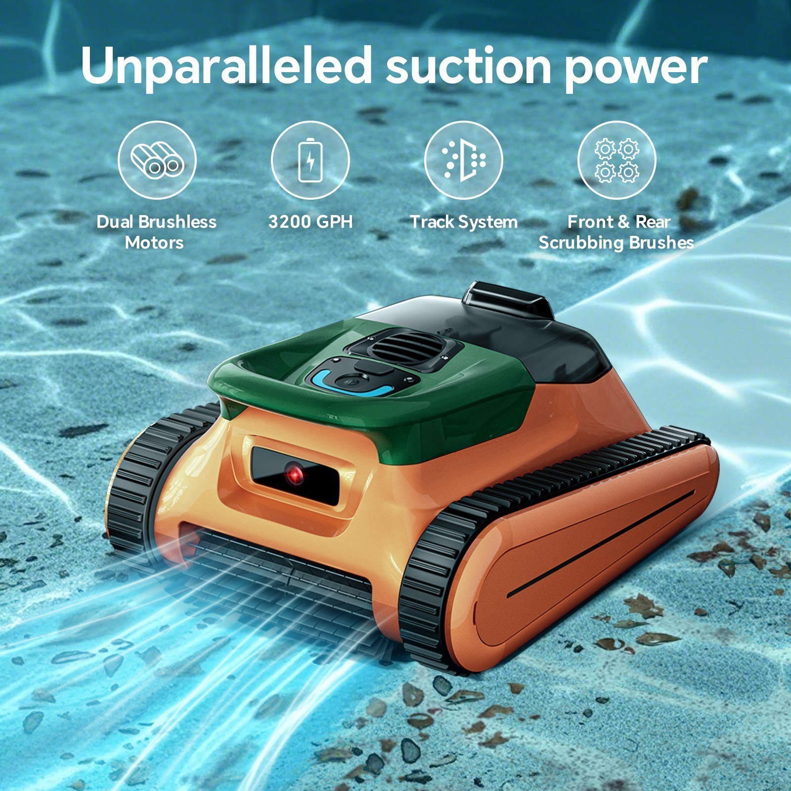 2026 Seauto Robotic Pool Cleaner Cordless 180W 45000Pa Suction Sonar Navigation