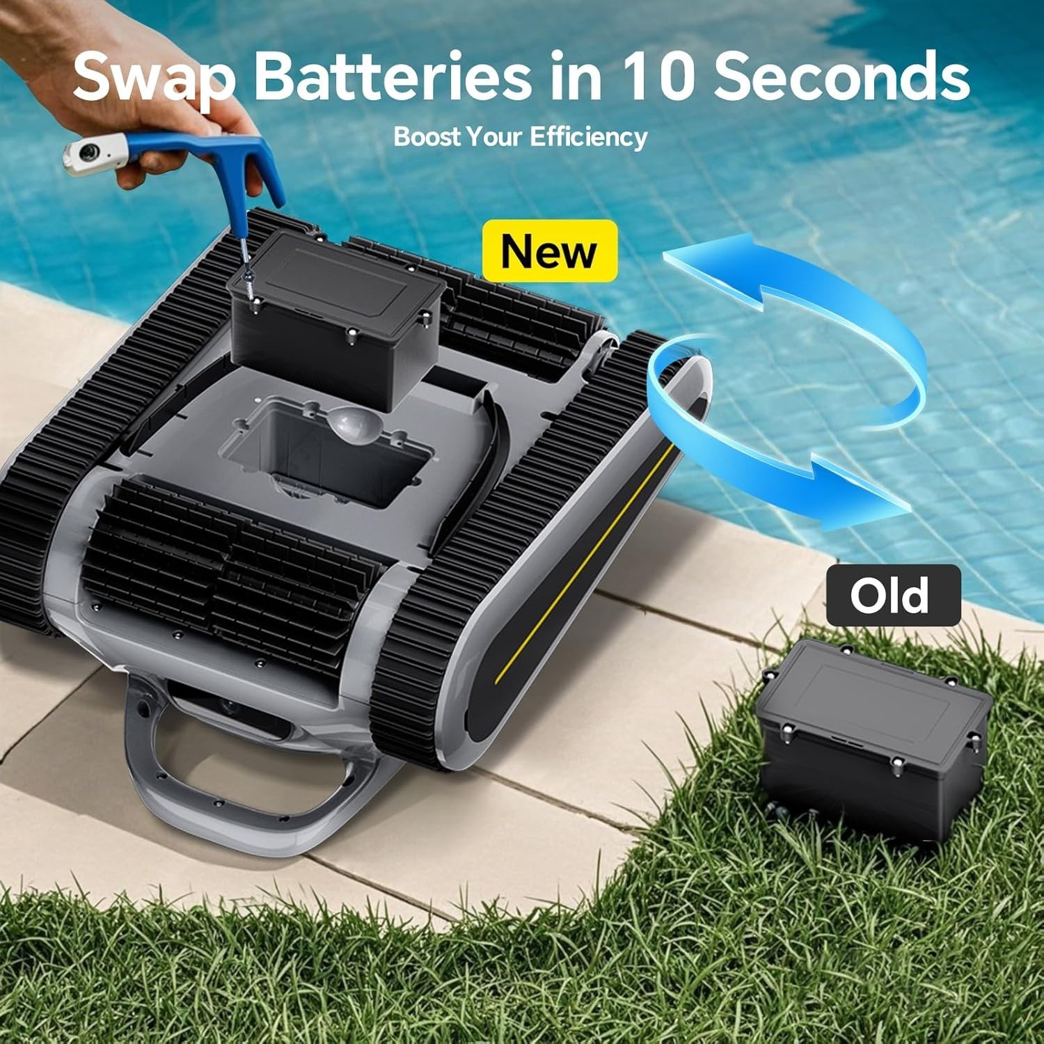 Smart Navigation PoolCleaner Wall and Waterline Cleaning Vacuum APP Control Blau