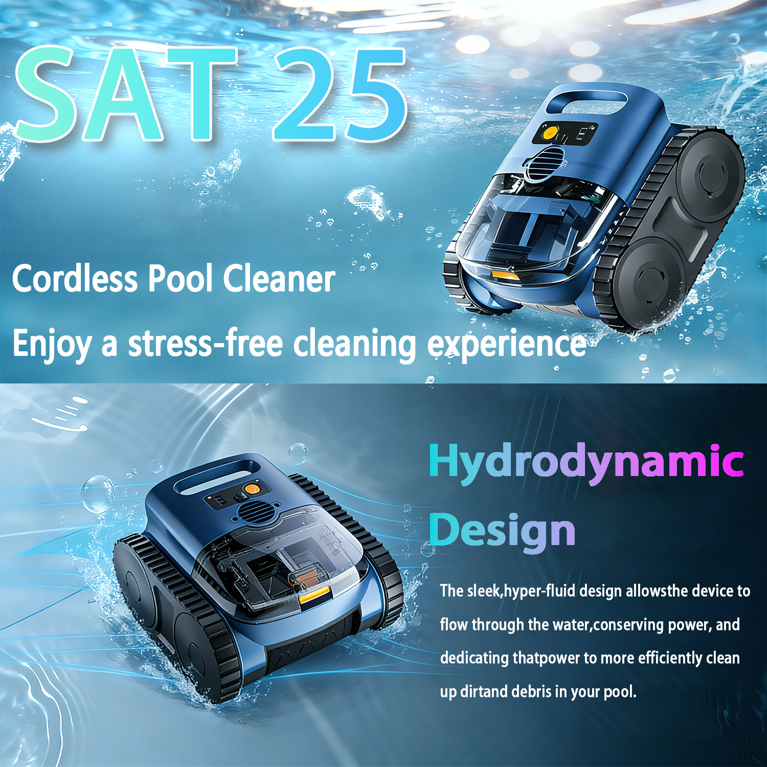Robotic Pool Cleaner for Swimming Pools Auto Clean Floor/Wall&Waterline Cleaning