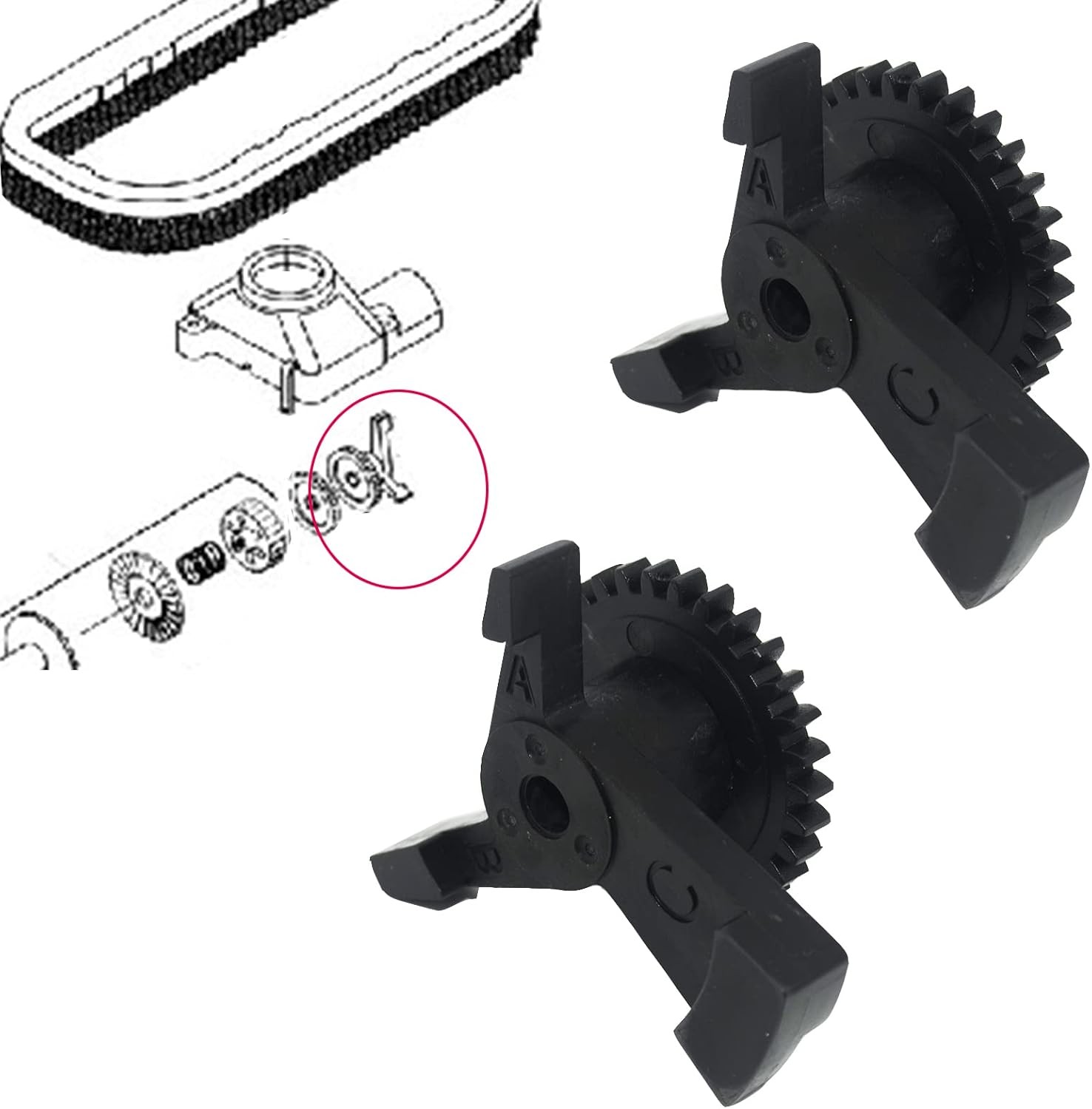 2 Pack GW9507 Cam Kit Replacement for GW9500 Inground Pool Cleaner Black