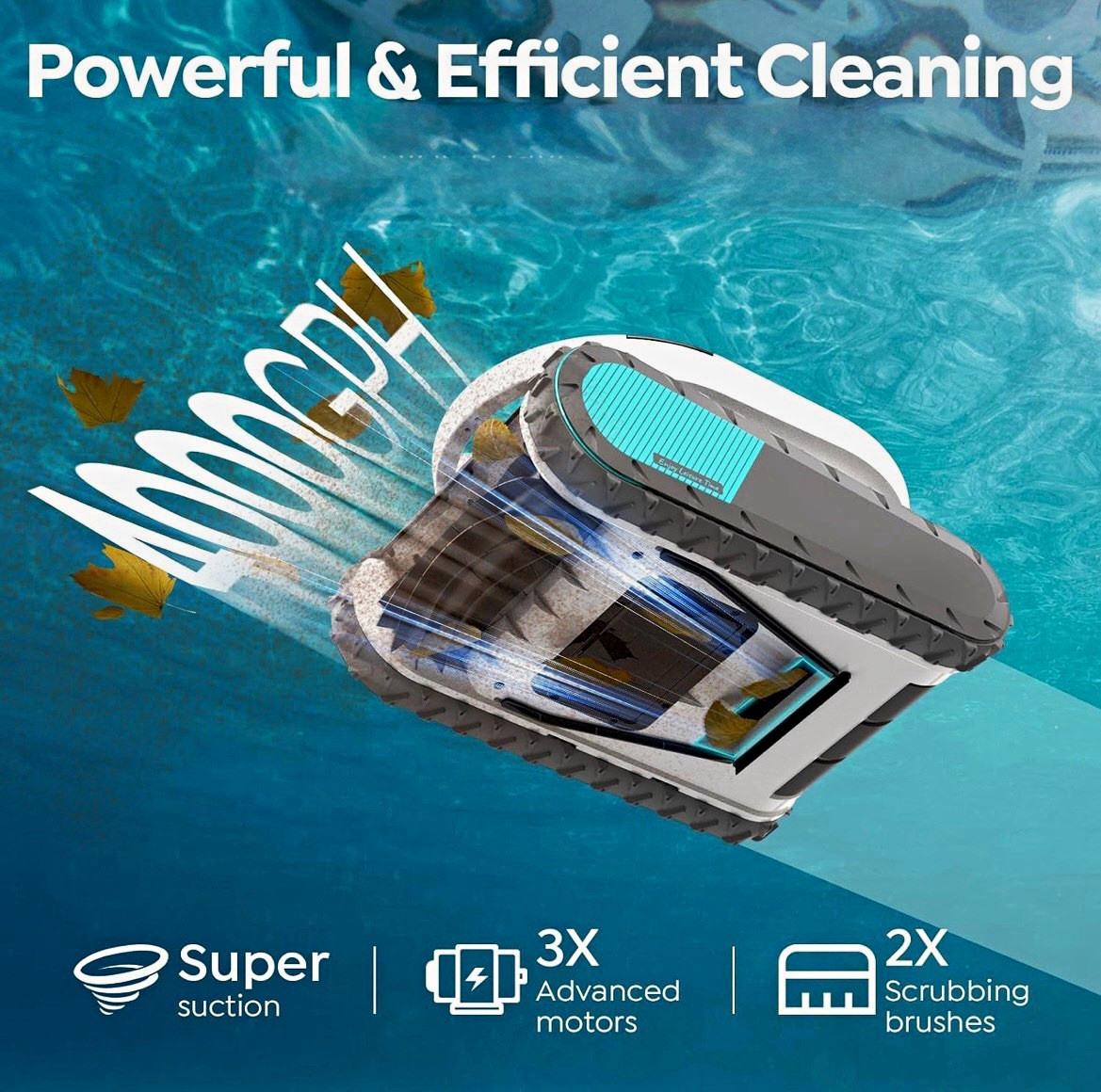 699—WhalePro Robotic Pool Cleaner App-Controlled Wall Climbing 6L 240min