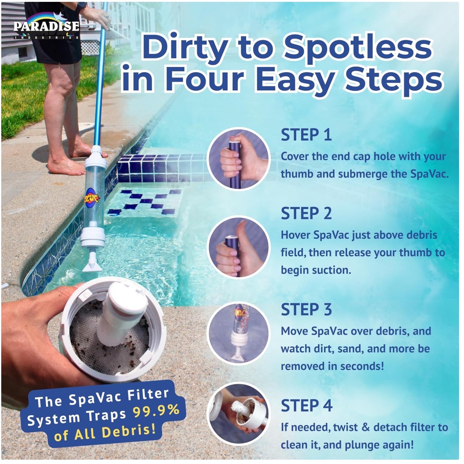 Telescopic Hot Tub Spa Vacuum – Easy & Quick Cleaning