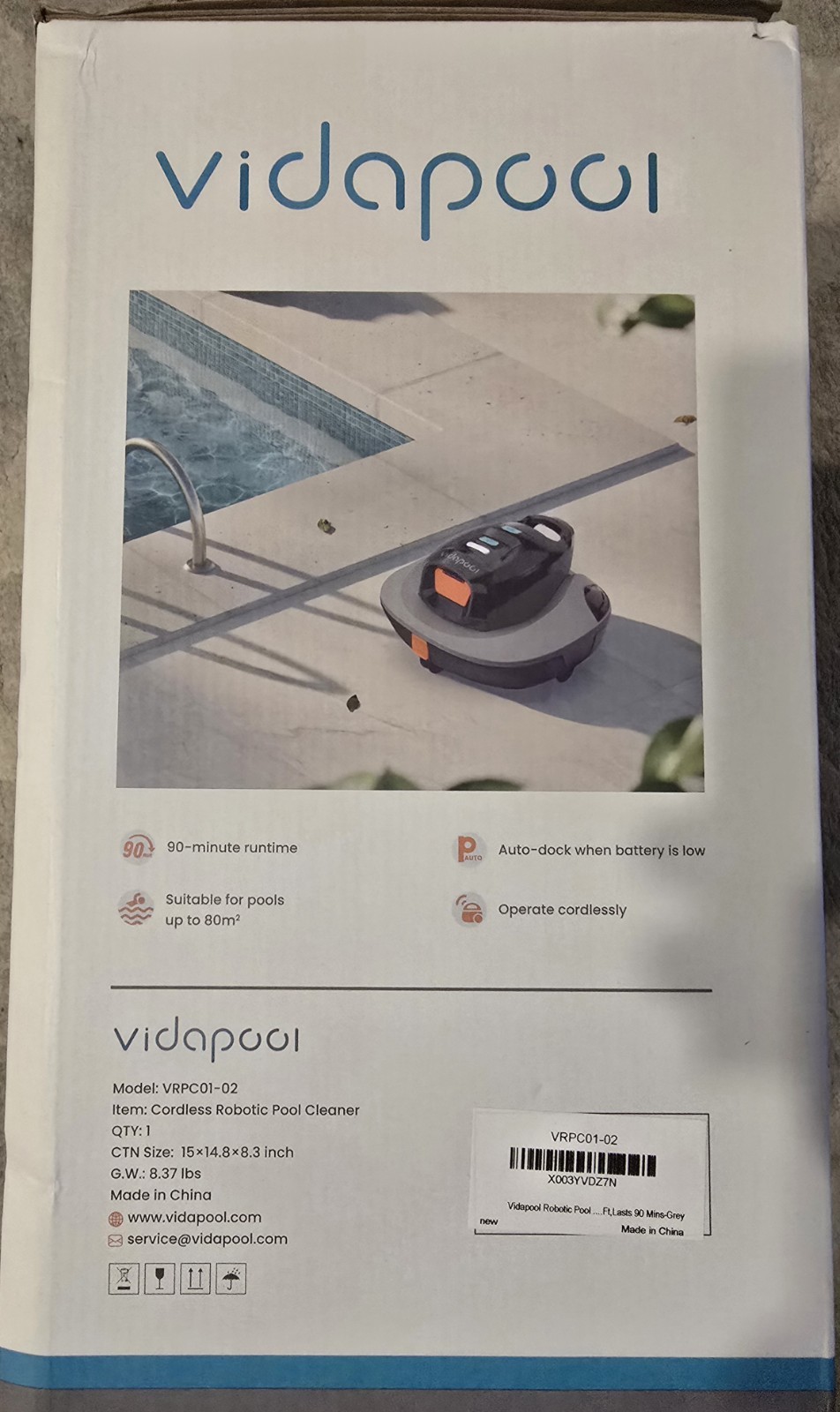 Vidapool VRPC01-02 Cordless Robotic Pool Cleaner/Vacuum