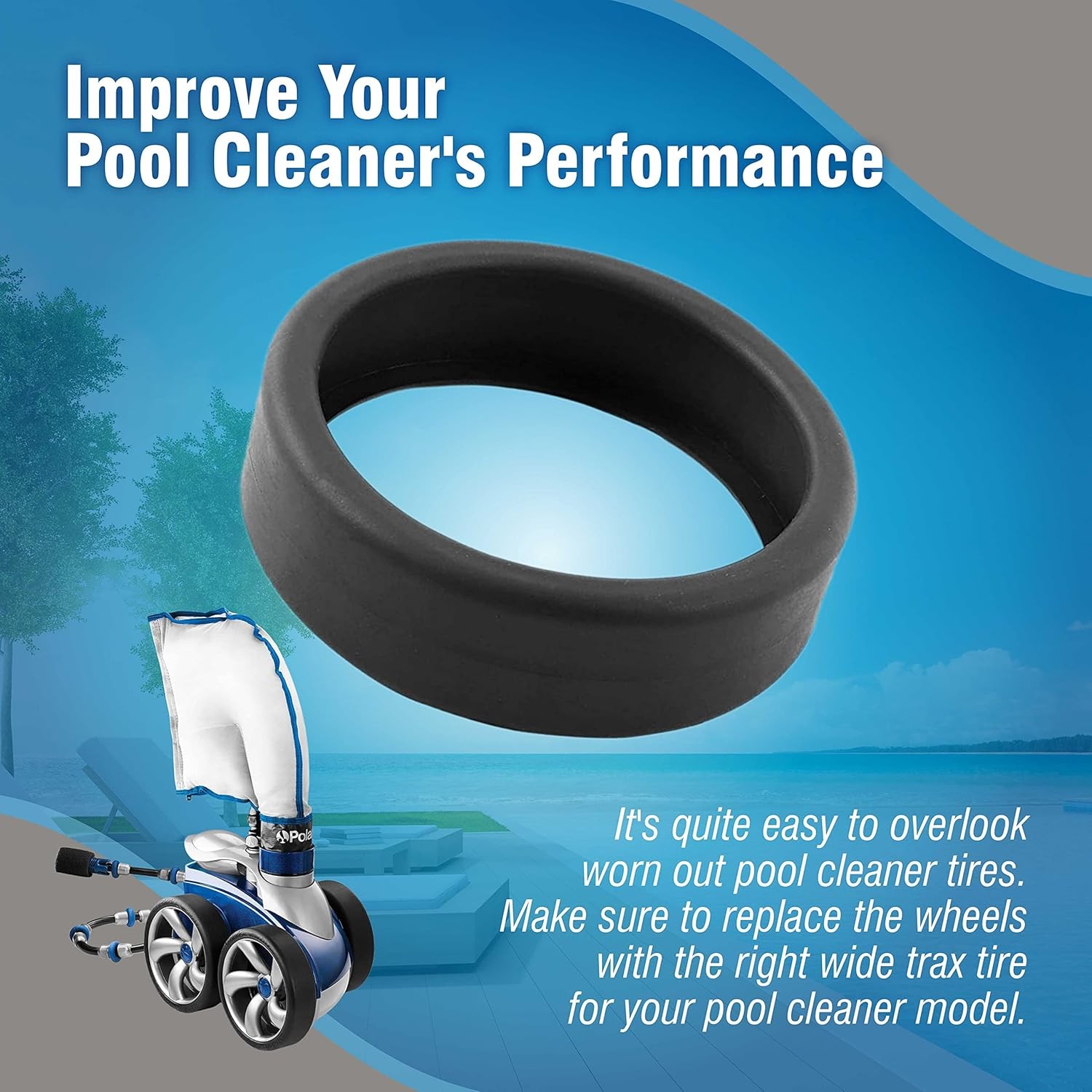 (3-Pack) Pool Cleaner Tires – 48-232 Replacement for (Compatible with)…