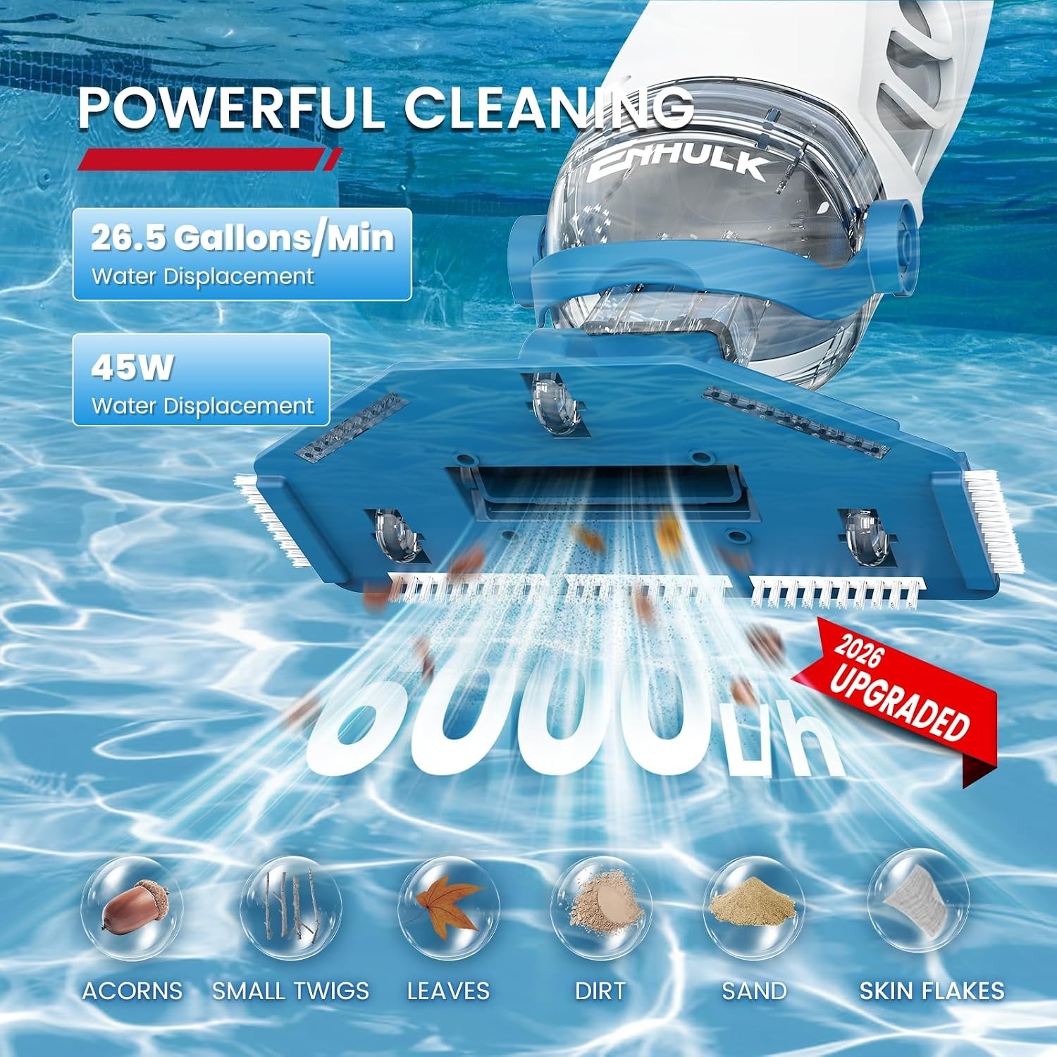 Rechargeable PC68 Pro Pool Vacuum – 1 Hour Runtime, Powerful Suction for Pools
