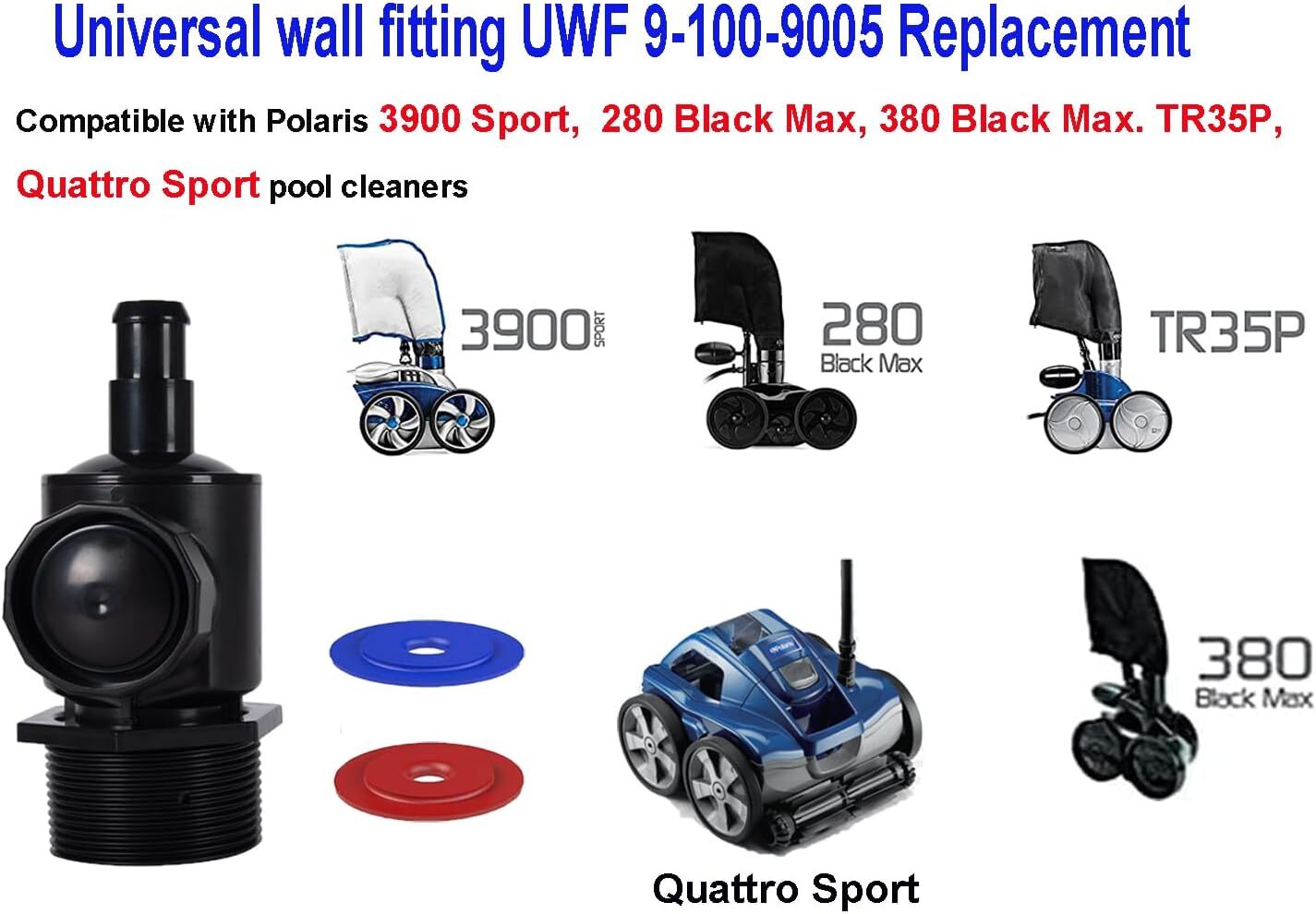 UWF Connector Assy 9-100-9005 For Polaris 3900, 280/380 Black Max Pool Cleaner