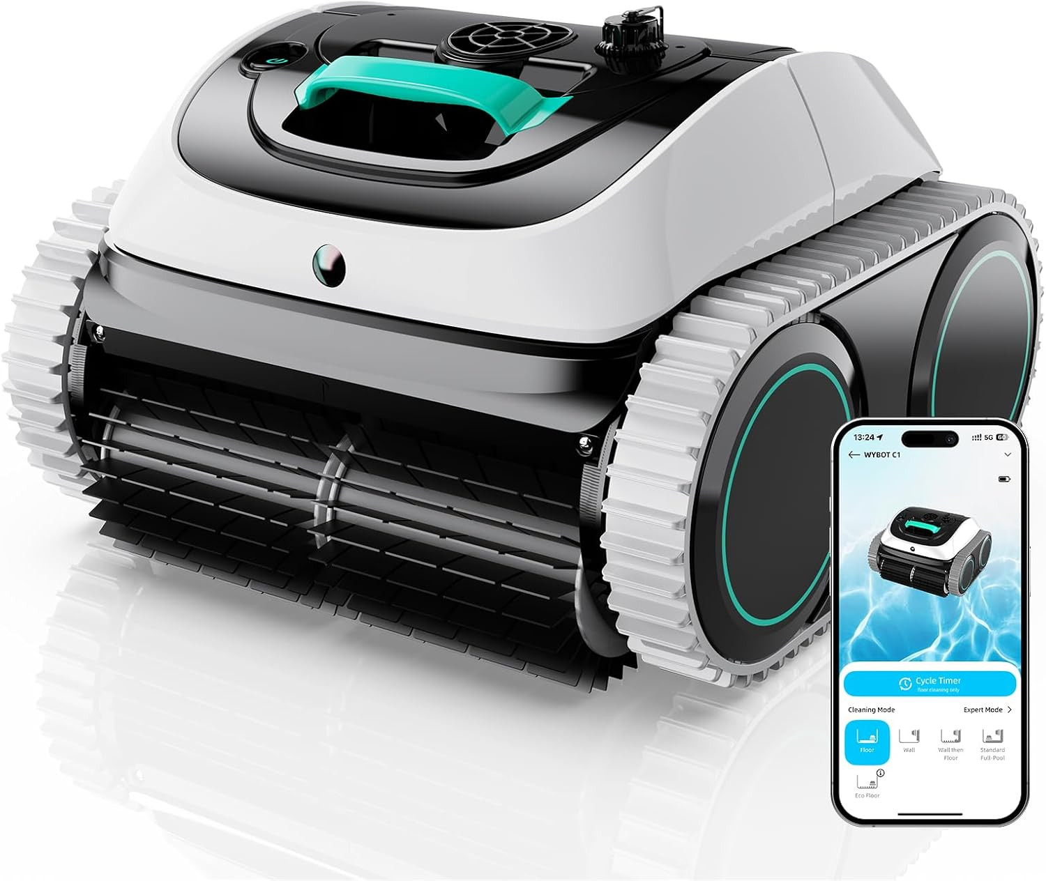 WYBOT C1 Robotic Pool Vacuum for Inground & Above Ground Pool, 4-in-1 Cordless R