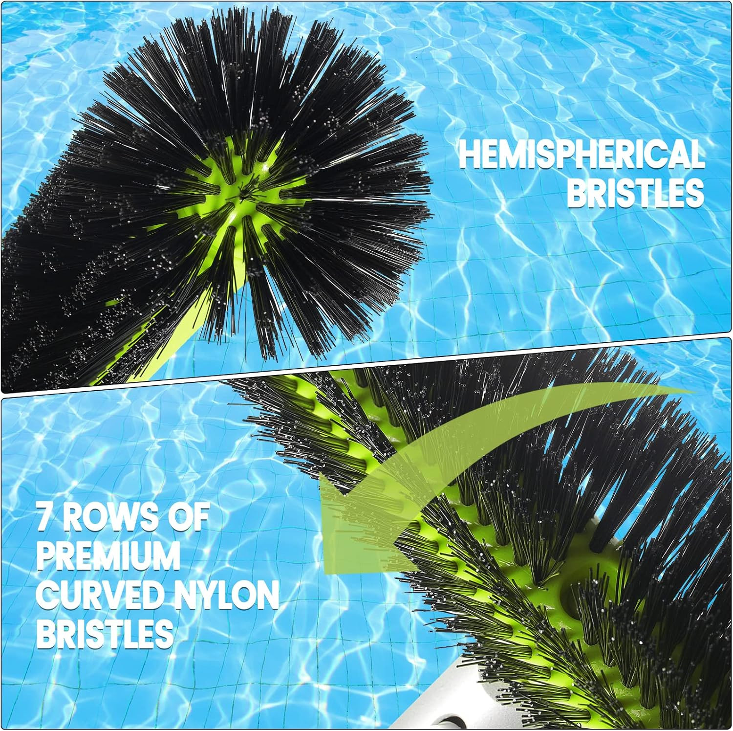 Swimming Pool Brush Head with round Ends,17.5″ Heavy Duty Aluminum Back Head for