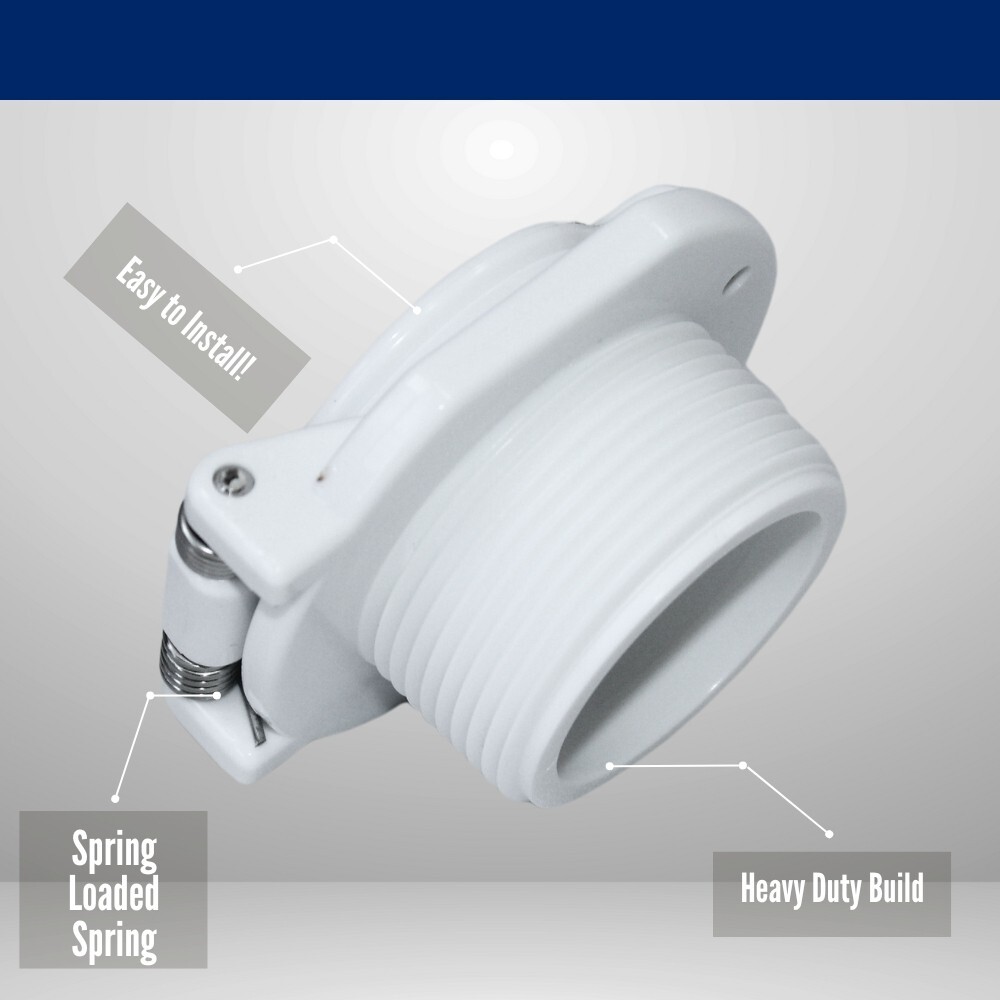 Pool Vac Lock Safety Fitting Compatible w/ Hayward & Pentair 1.5″ Thread White