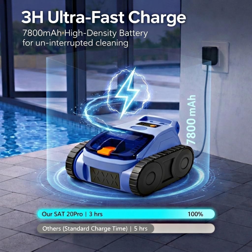 SEAUTO SAT20PRO Cordless Robotic Pool Vacuum Floor Wall Waterline Pool Cleaner