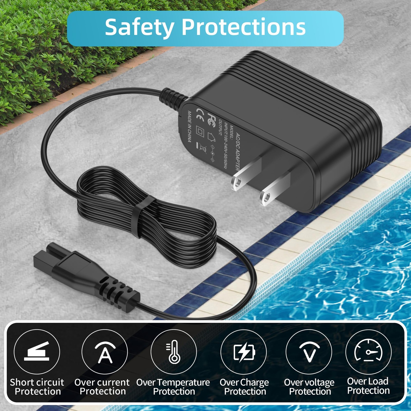 Robotic Pool Vacuum Charger, Compatible Power Cord for Cordless Cleaners