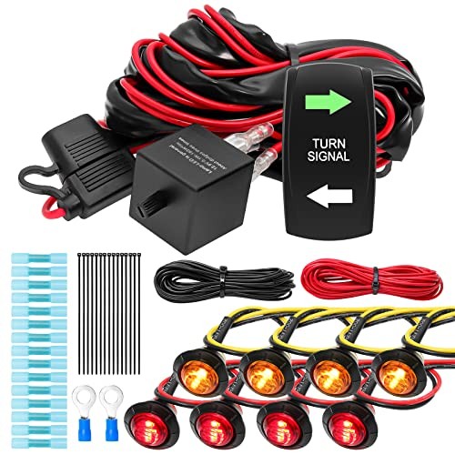 UTV Turn Signal Kit with Turn Signal Rocker Switch, ATV Street Green Backlight
