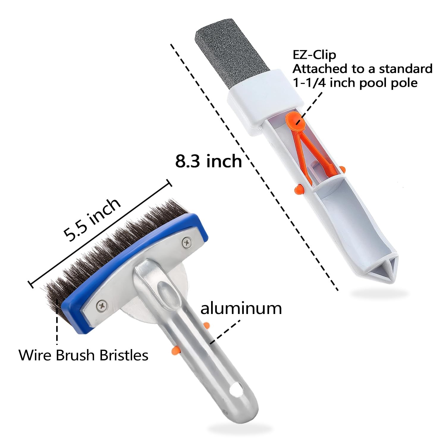 Pool Pumice Stone and 5 inch Stainless Steel Brush Set with 1 Pack
