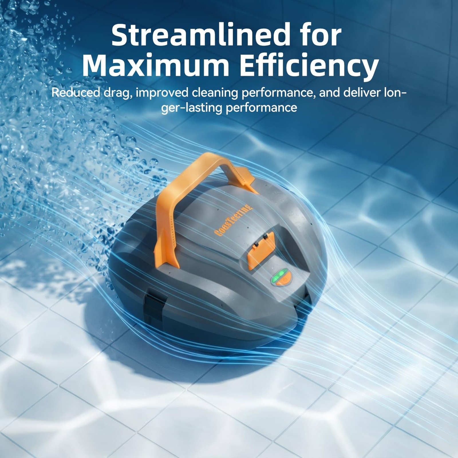 Coasteering Planet Edge Pool Vacuum for Above Ground Pool, 120-Min Light Grey