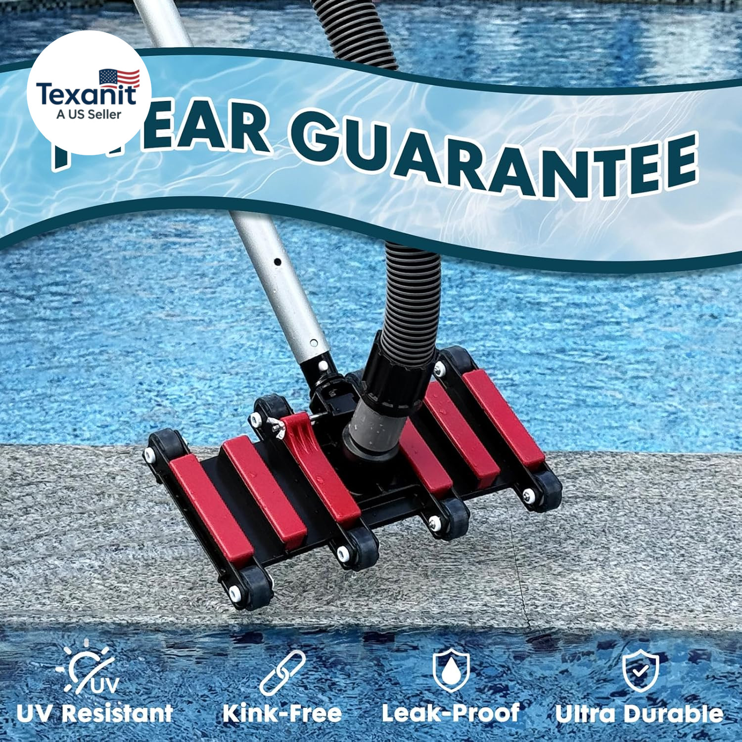Professional Pool Vacuum Hose and Head – Heavy Duty Hoses with Swivel Cuff and W