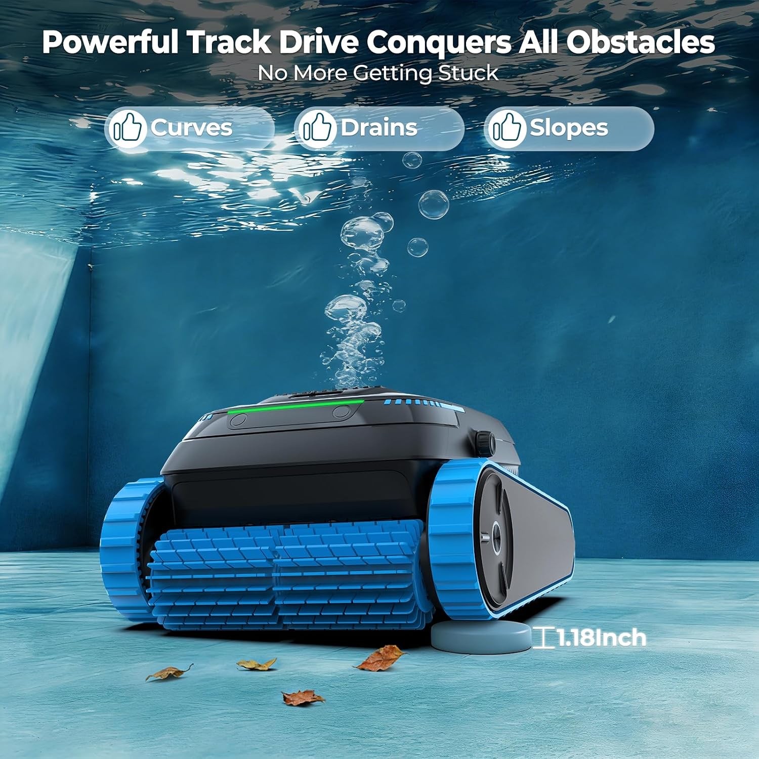 Cordless Robotic Pool Cleaner – 5000 GPH, 150 Micron Filter, Floor/Wall/Waterlin