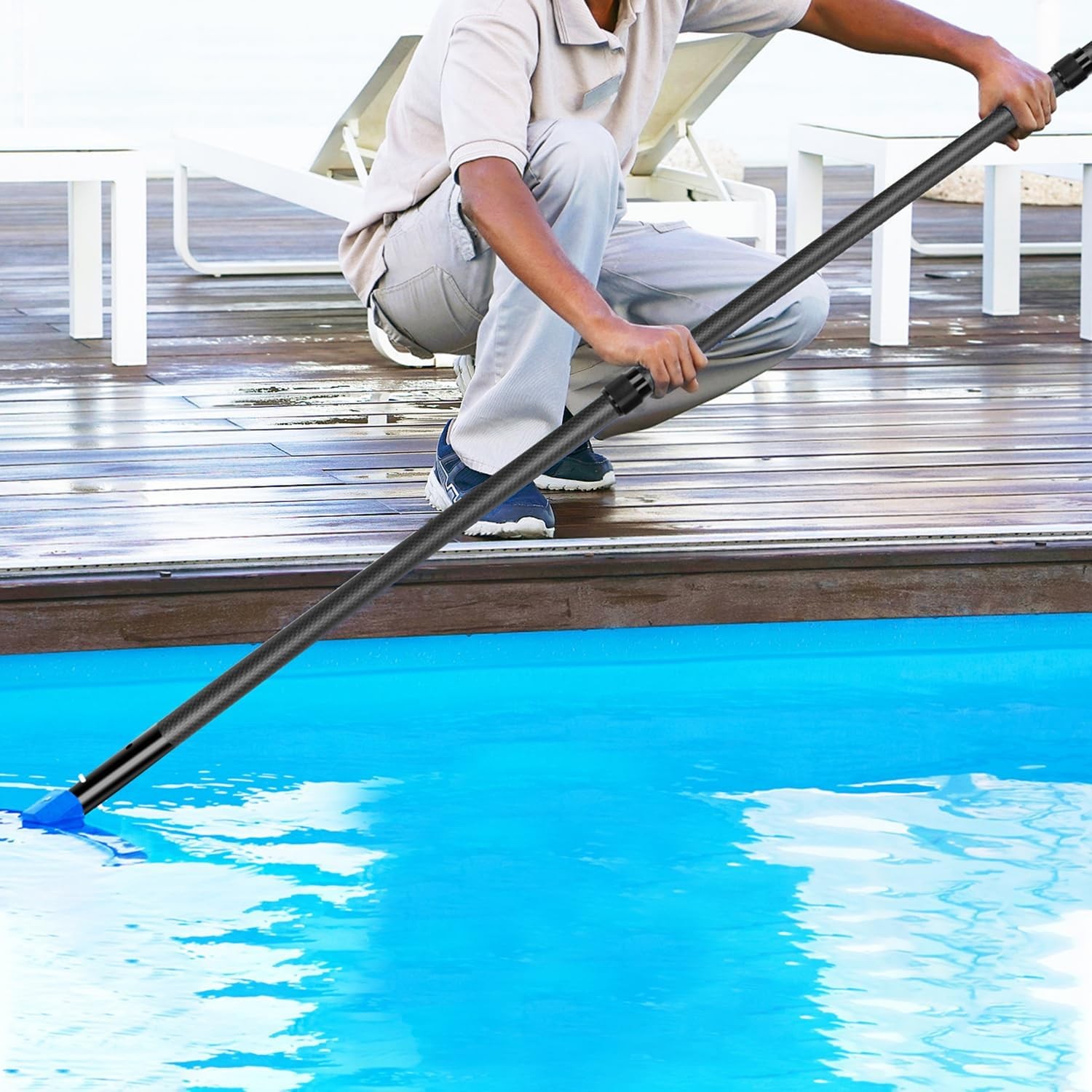 15FT Carbon Fiber Telescopic Pool Pole – Heavy Duty Cleaning & Skimming Tool