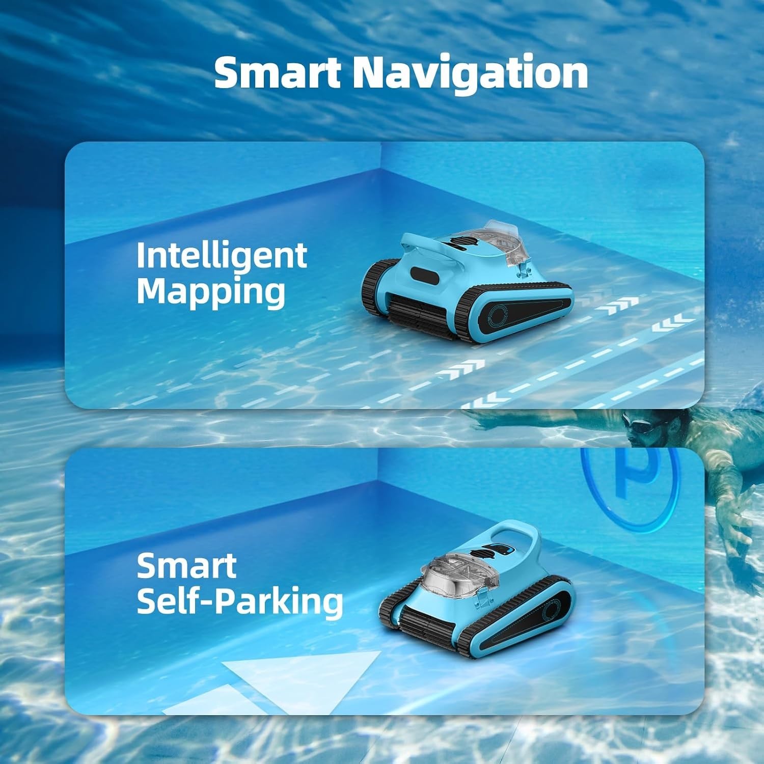 Robotic Pool Cleaner Cordless Pool Vacuum Robot Wall Climbing for Inground Pools