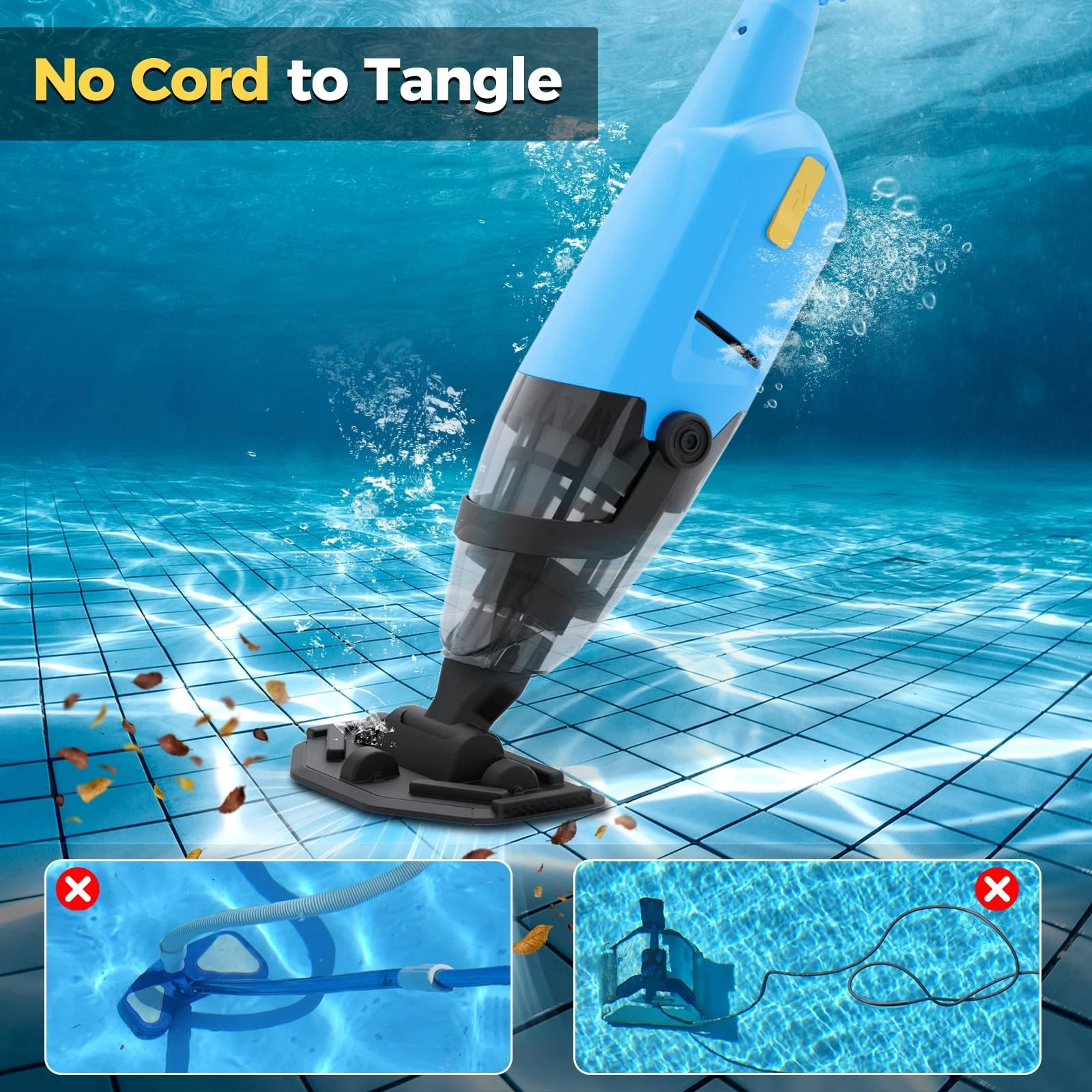Pool Vacuum Powered for Above Ground Pool Cordless Handheld Cleaner Rechargeable