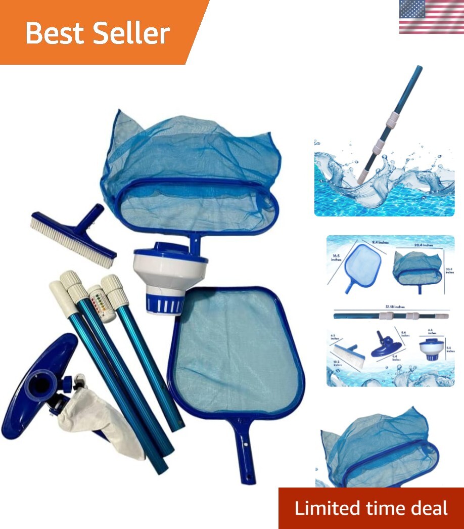 Complete Above Ground Pool Maintenance Kit – Telescoping Pole & Chlorinator