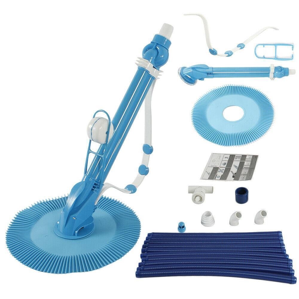 Automatic Suction Vacuum Pool Cleaner In-Ground Aboveground 10 Hose Set Blue