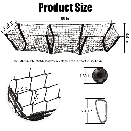 Heavy Duty Mesh Cargo Net by Amiss – 3 Pocket Trunk Bed Storage Organizer