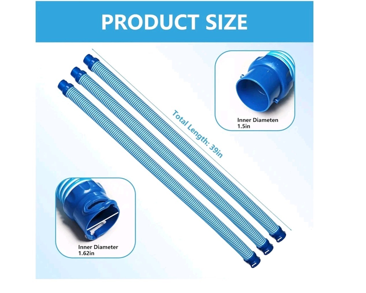 5-Pack 39″ Pool Cleaner Hose for Zodiac MX6 MX8 X7 T3 T5 R0527700 Twist Lock