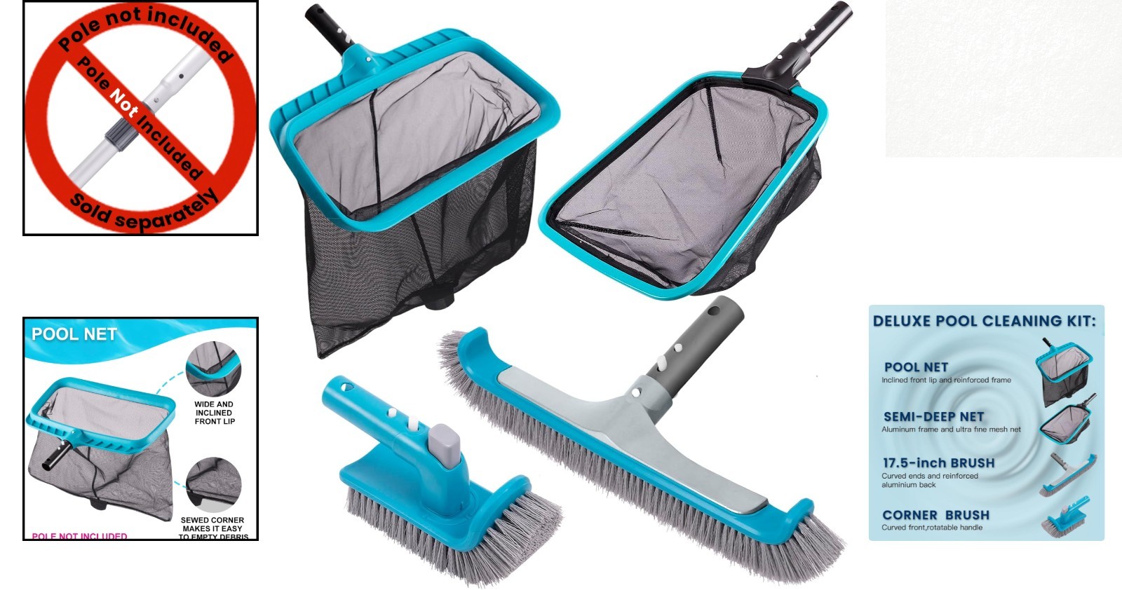 Versatile 4-Piece Pool Care Set – Perfect for Inground & Above Ground Pools