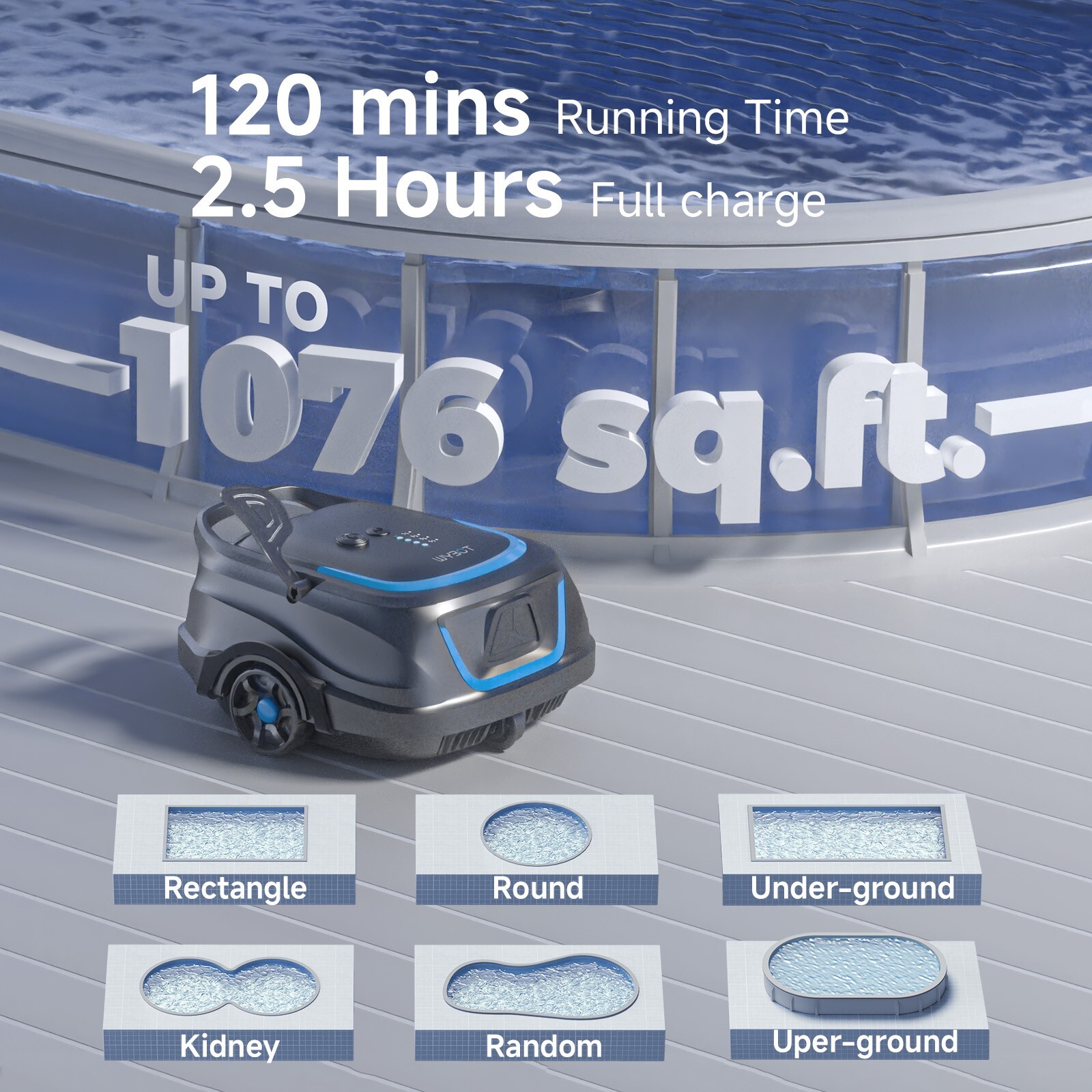 WYBOT A1 Cordless Robotic Pool Cleaner, Automatic Pool Vacuum