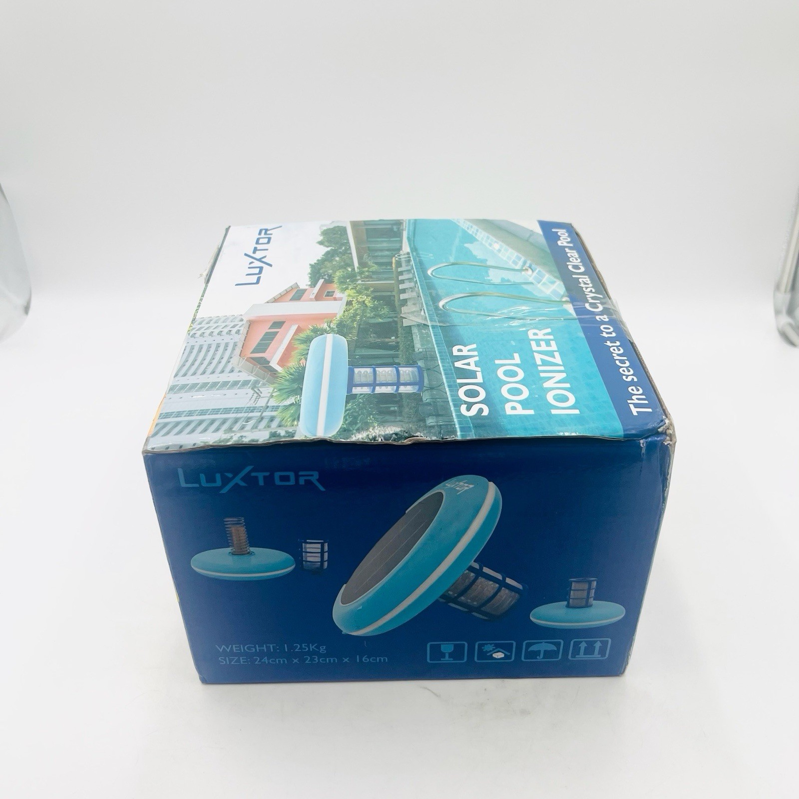 Solar Pool Ionizer Round Copper Pool Ionizer Up to 45000 Gal for Pool Blue