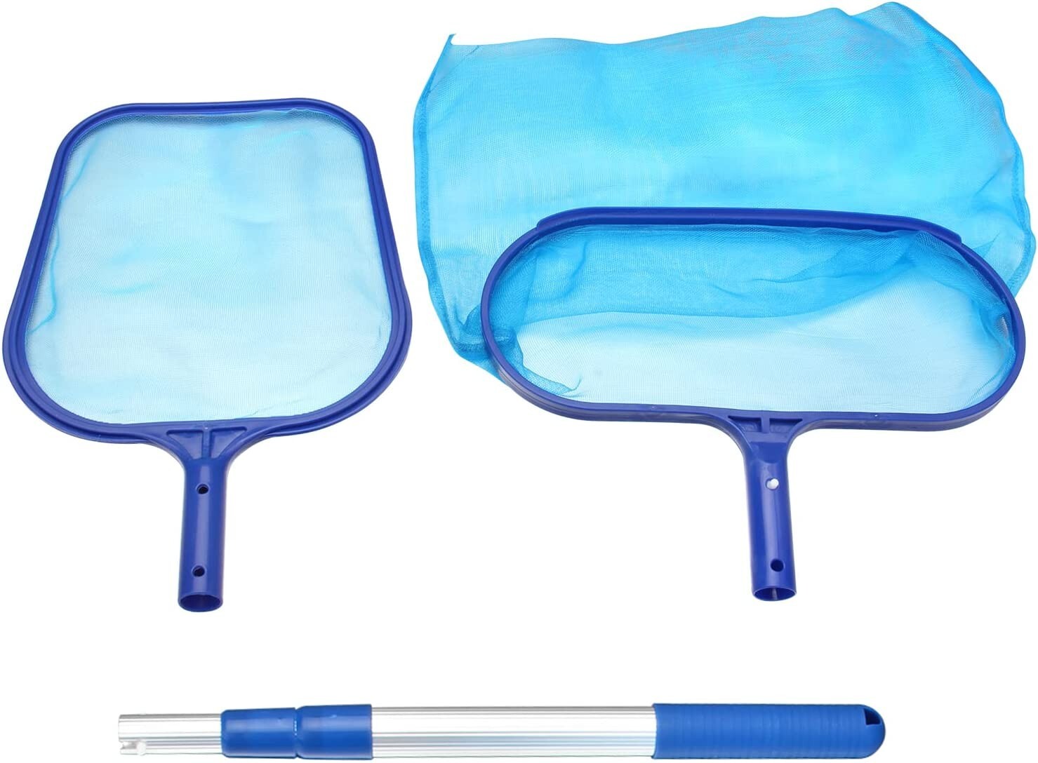 Net Set Pool Skimmer Aluminium Telescopic Pole, Leaf Net & Floor Net Swimming Po
