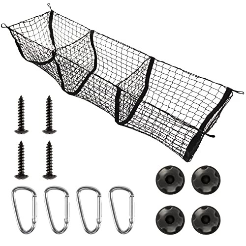 Heavy Duty Mesh Cargo Net by Amiss – 3 Pocket Trunk Bed Storage Organizer