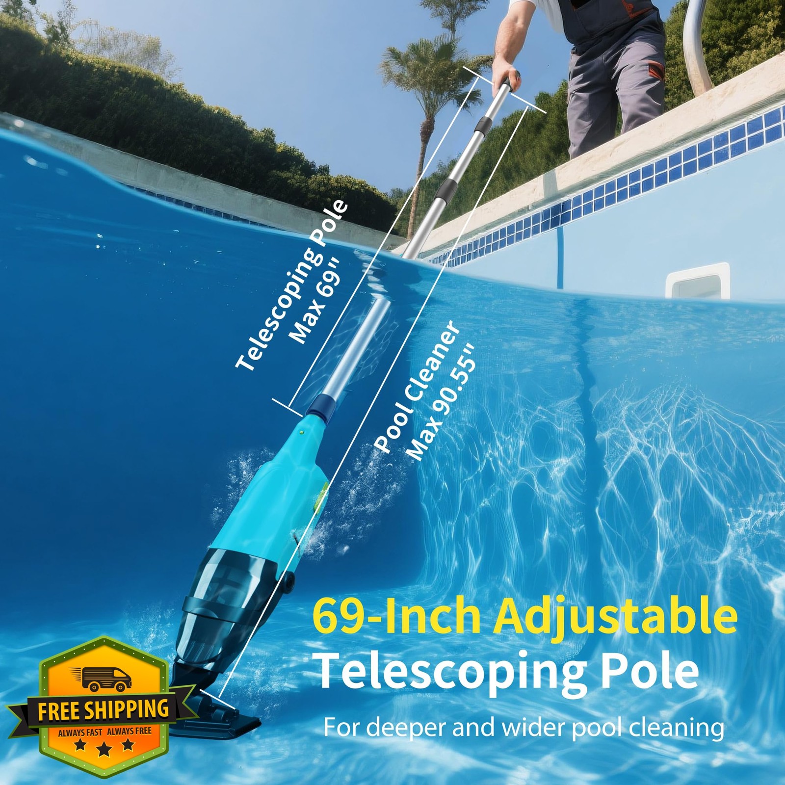 Mutaomay Pool Vacuum Green Cordless Above Ground