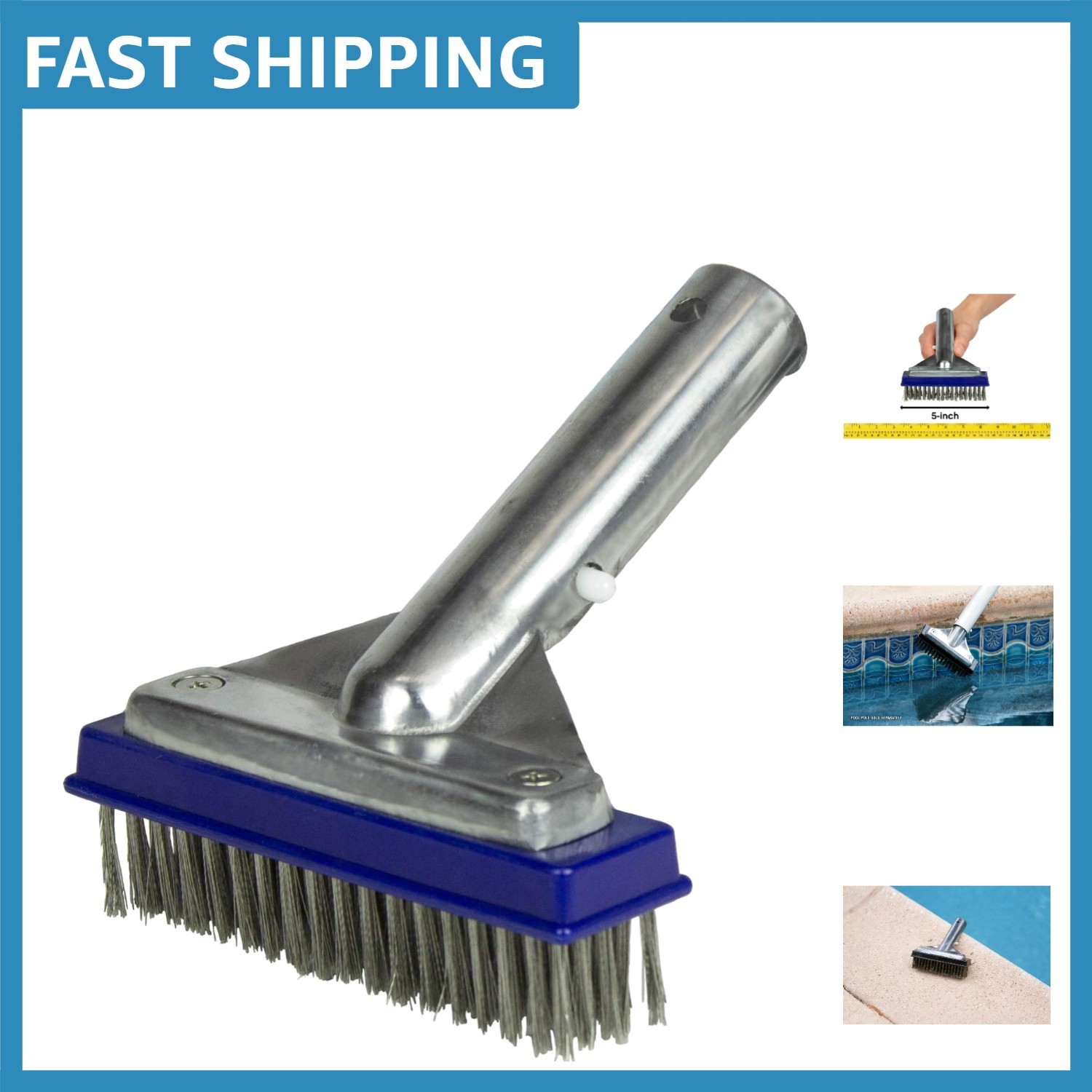 Compact Stainless Steel Pool Brush – 5-Inch for Precision in Tight Spaces