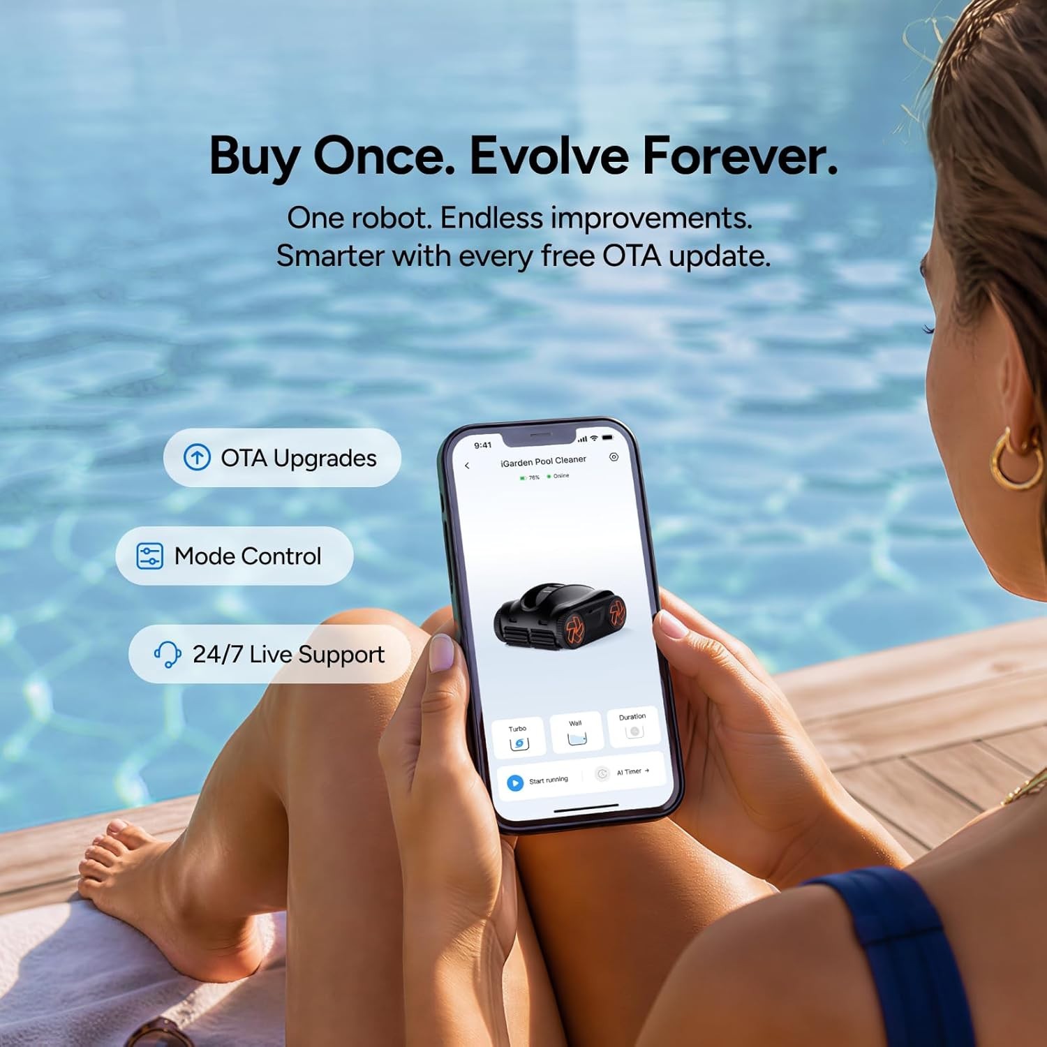 iGarden K Series Pool Cleaner, Cordless Robotic Pool Vacuum for Inground Pool