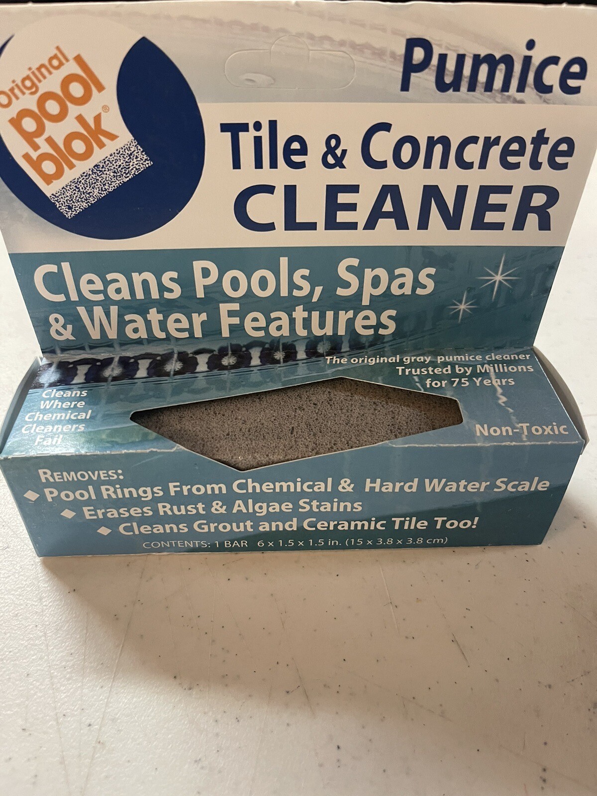 ORIGINAL POOL BLOK PUMICE TILE & Concrete Cleaner Cleans Pools, Spas Etc.