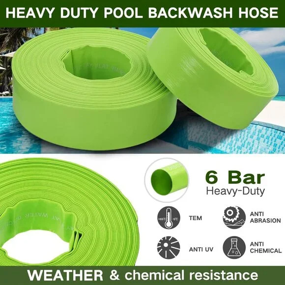 Swimming Pool Backwash Drain Hose Green 25 Feet X 3 1/16 Inch USA Seller