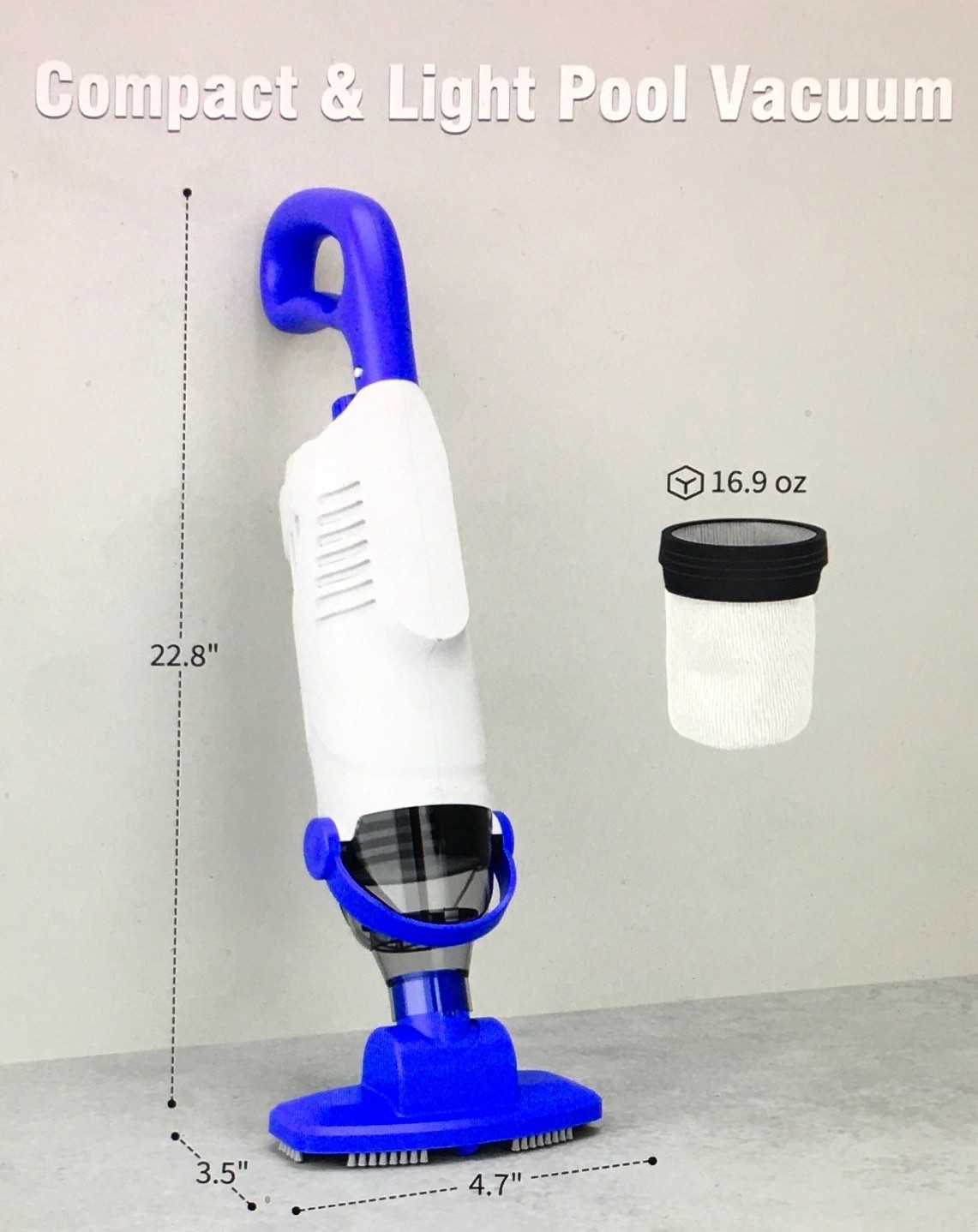 LITTLE SHARK Pool Vacuum For Above Ground Pool, Hot Tub Vacuum 60W Motor, Sealed