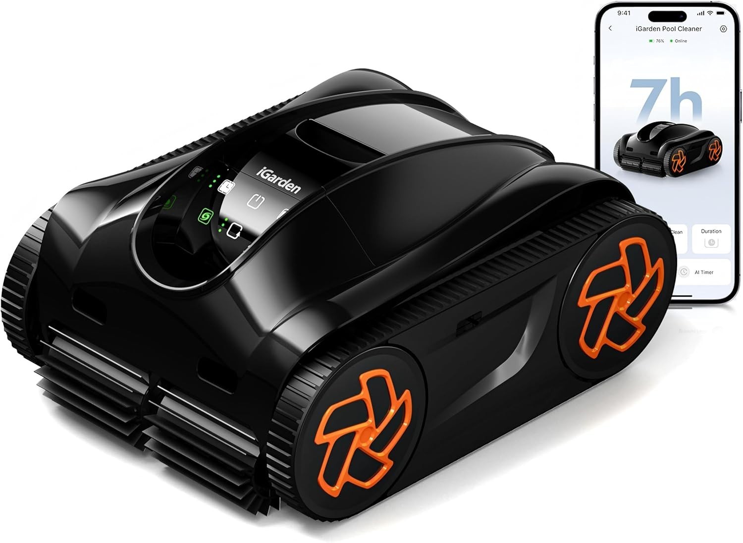 iGARDEN 7H Runtime Cordless Robotic Pool Cleaner Wall Climbing For Inground