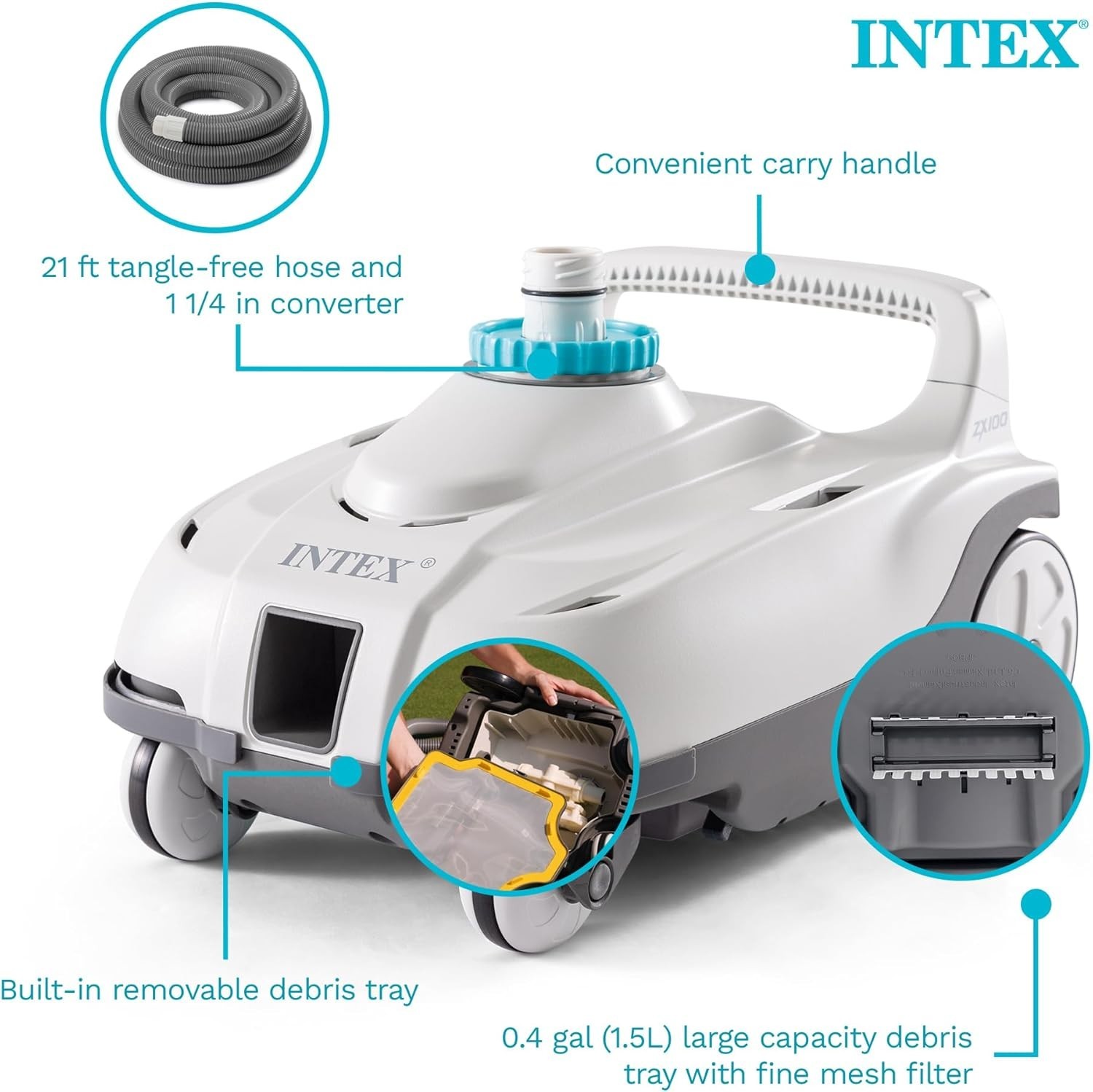 INTEX 28006E ZX100 Pressure-Side Above Ground Automatic Pool Cleaner