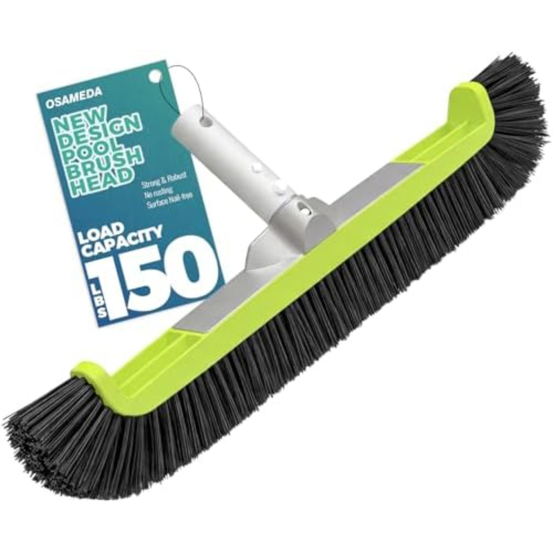 18″ Pool Brush Head for Cleaning Swimming Walls,Curved Ends Scrub Brush Black US