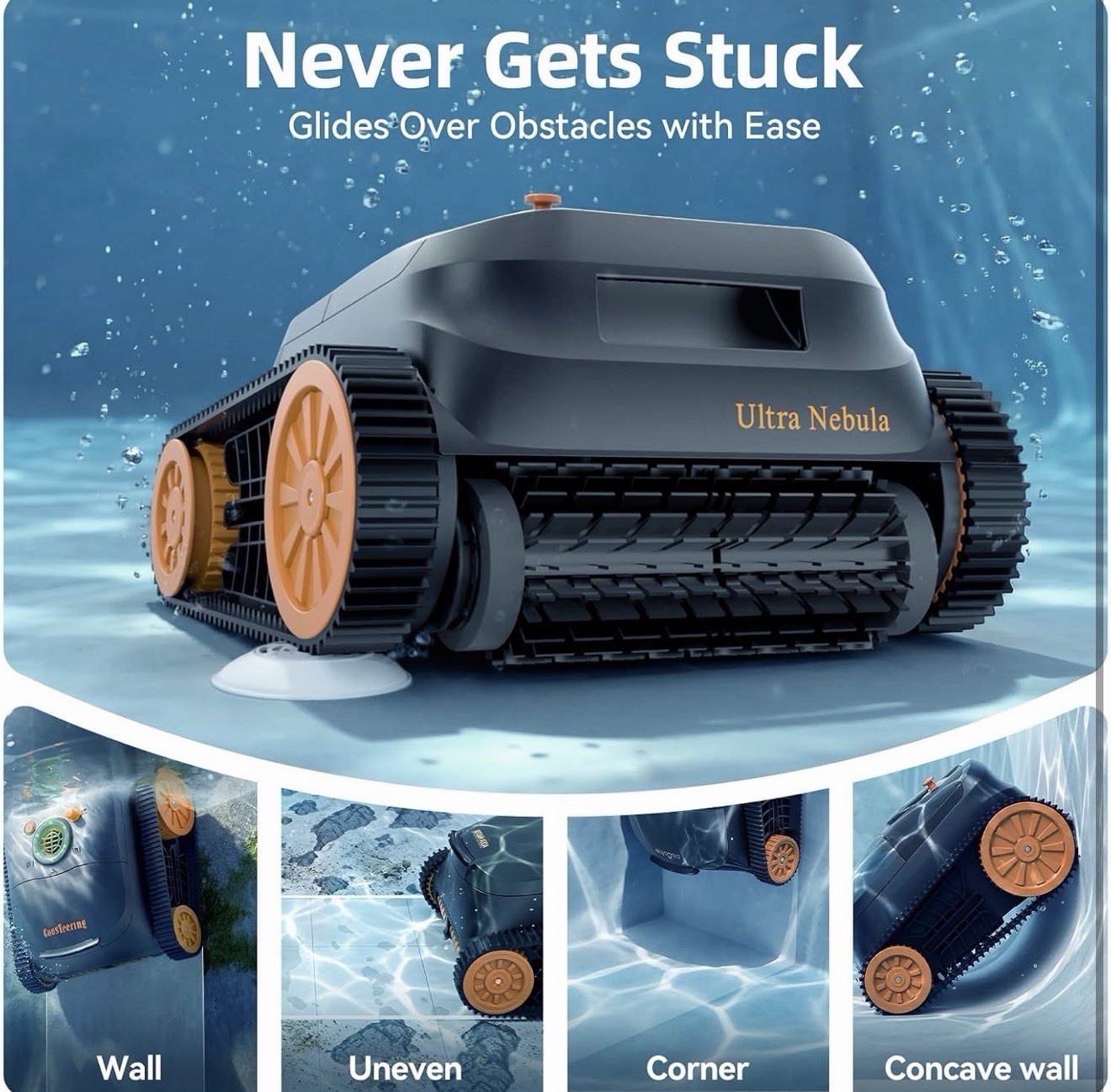 Smart Cordless Robotic Pool Cleaner Wall Climbing 3H Runtime, Salt/Fresh Water